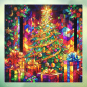 Kerst Waterverf Glas in lood Venster Cling Raamsticker (Vel 3)