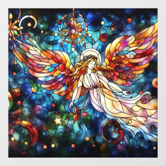 Kerst Waterverf Glas in lood Venster Cling Raamsticker (Vel)