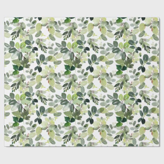 Kerst Waterverf groen vakantie Cadeaupapier (Vlak)