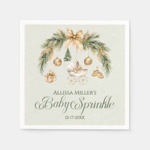 Kerst Waterverf Groen Winter Baby Sprinkle Servet