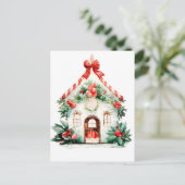 Kerst Waterverf Huis Briefkaart (Staand voorkant)