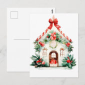 Kerst Waterverf Huis Briefkaart (Voorkant / Achterkant)