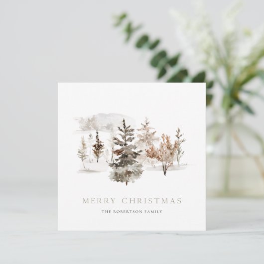 Kerst waterverf kaart met winterlandschap (Staand voorkant)