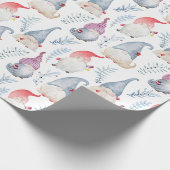 Kerst waterverf kabouters cadeaupapier (Hoek)