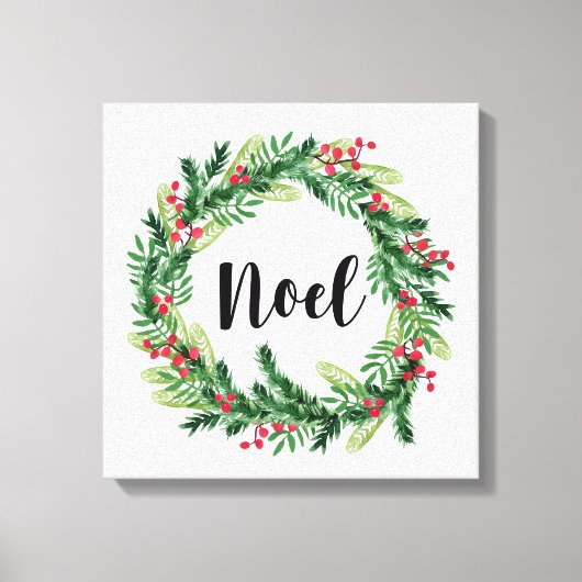 Kerst waterverf krans canvas afdruk (Voorkant)