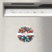 Kerst Waterverf krans met Holly Magneet (Insitu (Vaatwasser))