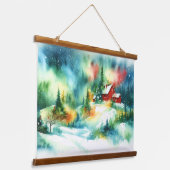 Kerst Waterverf Landelijke Winter Scene Hangend Wandkleed (Gebogen)