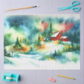 Kerst Waterverf Landelijke Winter Scene Tissuepapier (Craft)
