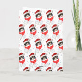 Kerst-Waterverf met getricolde kerstmis met Scarf Feestdagen Kaart (Achterkant)