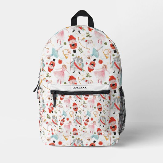 Kerst Waterverf Notenkraker Custom Name Bedrukte Rugzak (Voorkant)