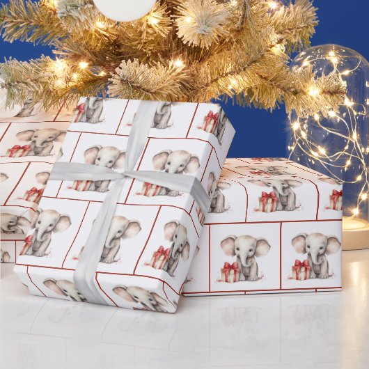 Kerst Waterverf Olifant Cadeaupapier (Feestdagen)
