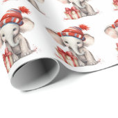 Kerst Waterverf Olifant Cadeaupapier (Rol Hoek)