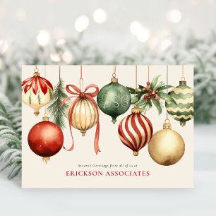 Kerst Waterverf Ornamenten Corporate Business Feestdagen Kaart