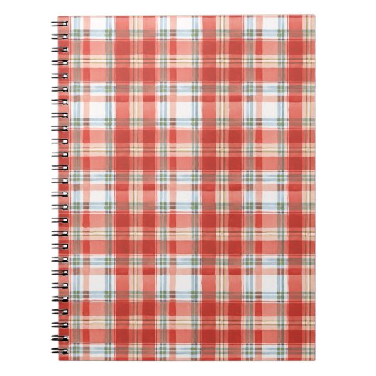 Kerst Waterverf Pattern Red Rustic Notitieboek (Voorkant)