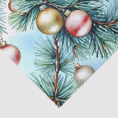 Kerst Waterverf Pine Branches en Ornamenten Tissuepapier (Detail)
