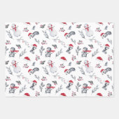 Kerst Waterverf Pinguins Slaaiboom Inpakpapier Vel (Voorkant)