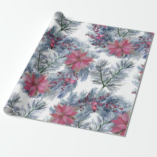 Kerst waterverf Poinsettia krans arrangement Cadeaupapier