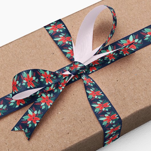 Kerst Waterverf Red Botanical Blue Holiday Lint