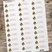 Kerst Waterverf Red Holly Berry groen Etiket