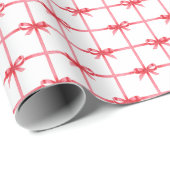 Kerst Waterverf Rode Bogen & Grid Ribbons Cadeaupapier (Rol Hoek)