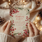 Kerst Waterverf rood en wit Kaart