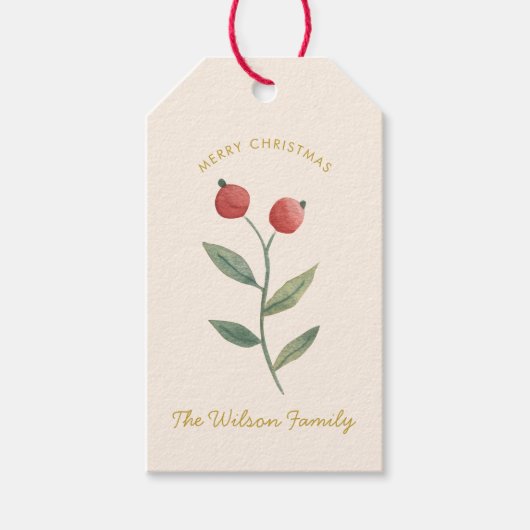 Kerst Waterverf Schattige Baby shower Cadeaulabel (Voorkant)
