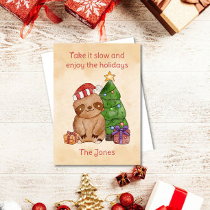 Kerst Waterverf Sloth Groet Kaart