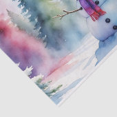Kerst Waterverf Sneeuwman en Winter Forest Tissuepapier (Detail)