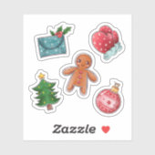 Kerst waterverf sticker collectie (Vel)