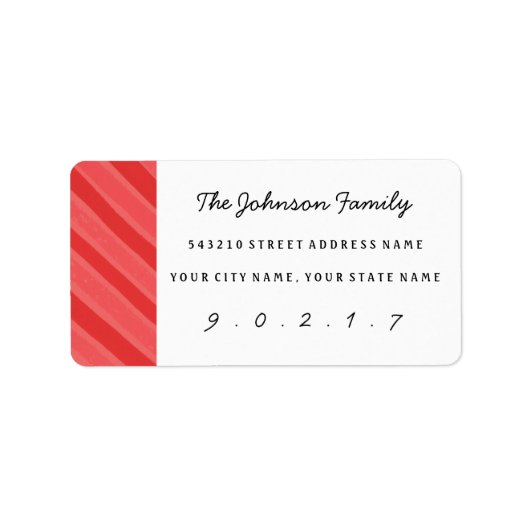Kerst Waterverf Stripe Aangepaste Adresetiketten Etiket (Voorkant)