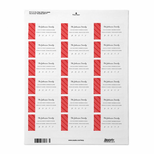 Kerst Waterverf Stripe Aangepaste Adresetiketten Etiket (Full Sheet)