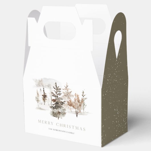 Kerst Waterverf Winter Landschap Favoriet Box Bedankdoosjes (Geopend)