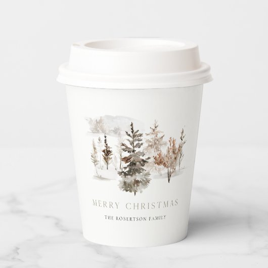 Kerst Waterverf Winterlandschap Papieren Bekers (Achterkant)