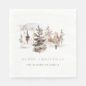 Kerst Waterverf winterlandschap servet (Voorkant)