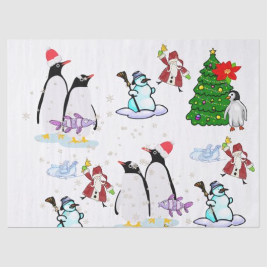 Kerst Weefsel Papier Pinguïn Sneeuwman Vis (Voorkant)