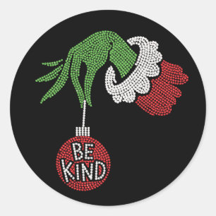 Kerst wees aardig Jingle Ball Rhinestone Bling Ronde Sticker