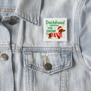 Kerst Weinerhond Vierkante Knop Button 5,1 Cm
