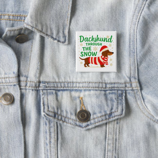 Kerst Weinerhond Vierkante Knop Button 5,1 Cm
