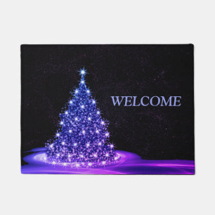 Kerst Welkom Roze Blauw Winter Zwart Rustiek Deurmat