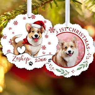 Kerst Welsh Corgi hond gepersonaliseerd Ornament Kaart