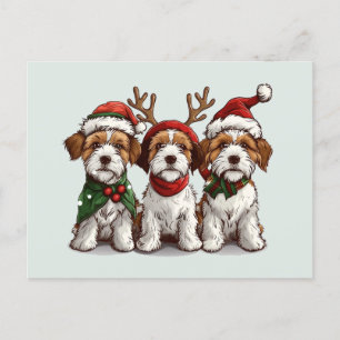 Kerst Welsh Wire Fox Terrier Honden Feestdagenkaart