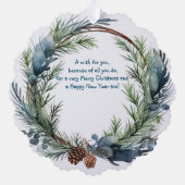 Kerst Wensen Groen Krans Mailman Ornament Kaart (Achterkant)