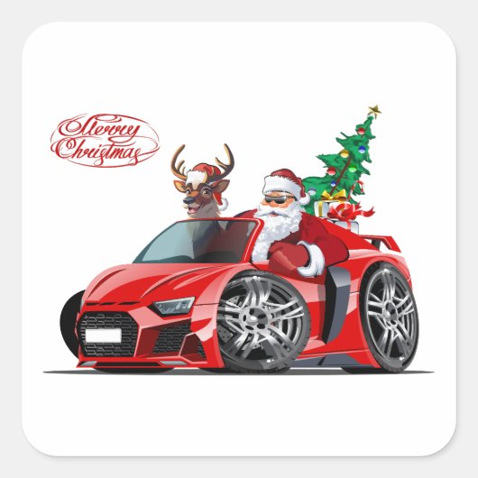 Kerst Wenskaart met kerst belettering Vierkante Sticker (Voorkant)