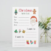 Kerst Wenslijst Vakantie Briefpapier (Staand voorkant)