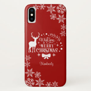 Kerst wenst u een vrolijk kerstmonogram iPhone x hoesje