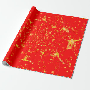 Kerst Westerne Glitter Red Gold Girly Koe Skull Cadeaupapier