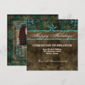 Kerst Westerse Vintage Photocard Damask Ster TB Kaart (Voorkant / Achterkant)