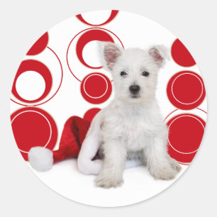Kerst Westie Circles Stickers
