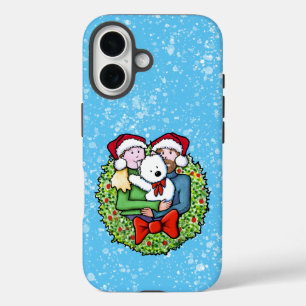 Kerst Westie Familie KiniArt iPhone 16 Hoesje