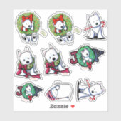 Kerst Westie Vinyl Sticker Set (Vel)